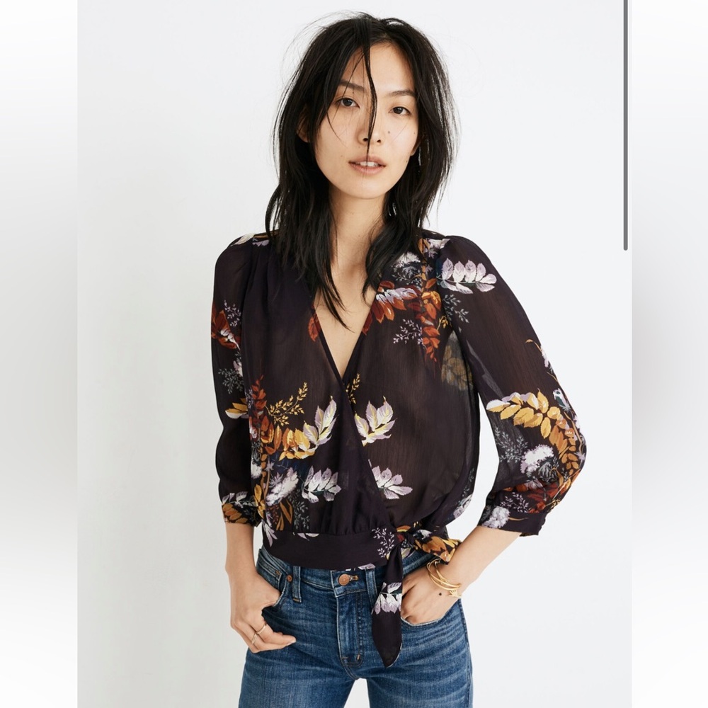 Madewell Wrap Top in Blooming Oasis